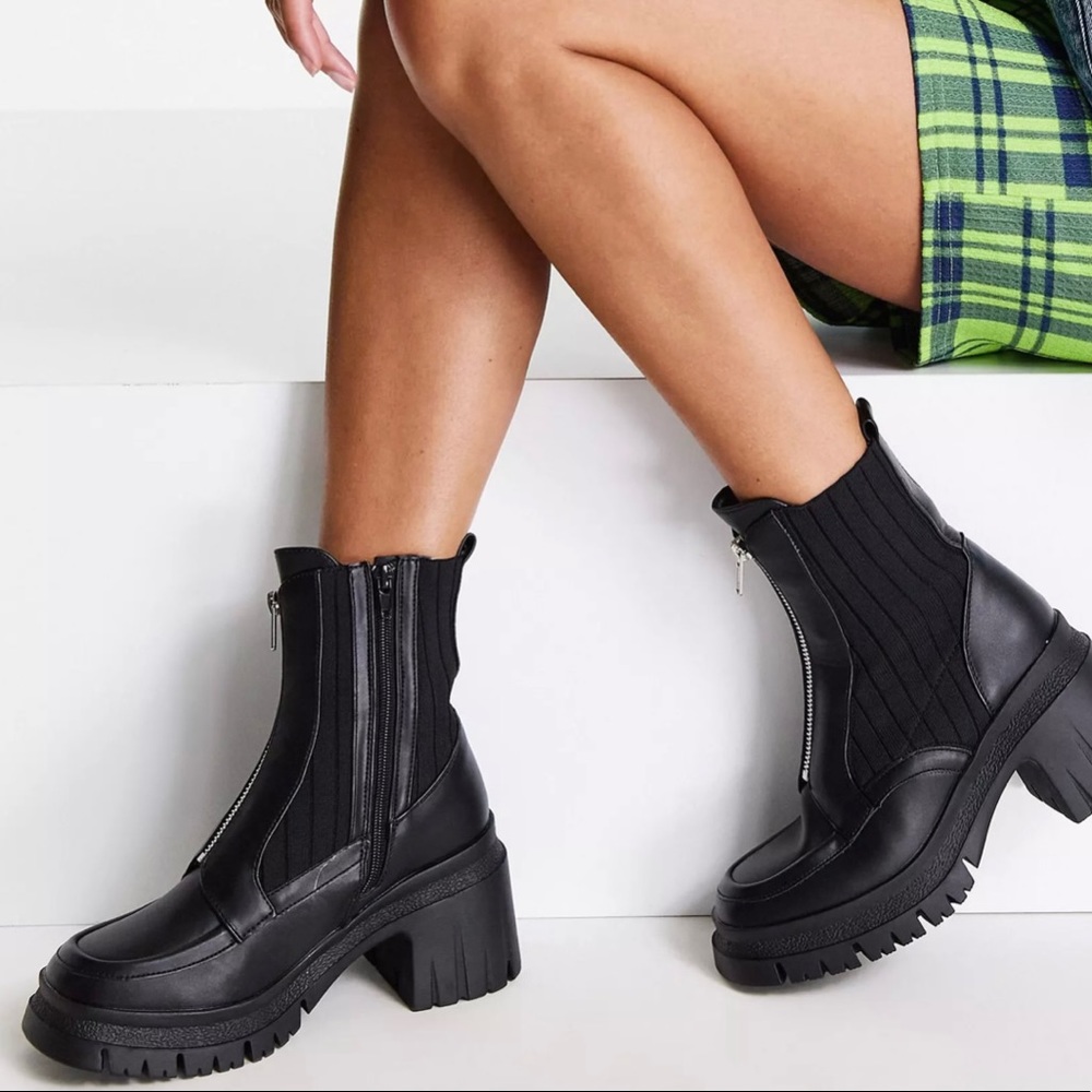 ASOS DESIGN womens front zip boot wide fit size 10